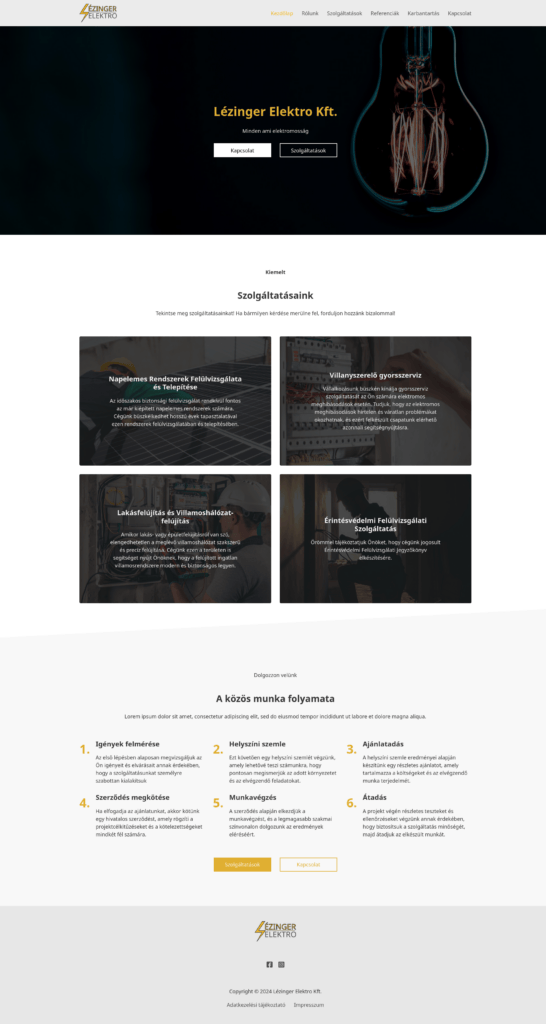 Lézinger Elektro Kft. - Website development